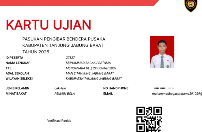 Peserta MAN 2 Tanjab Barat Ikuti Seleksi Paskibraka Kabupaten Tahun 2026